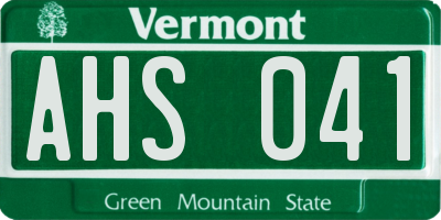 VT license plate AHS041
