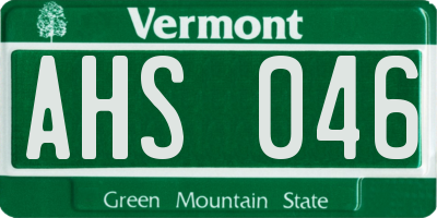 VT license plate AHS046
