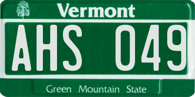 VT license plate AHS049