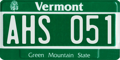 VT license plate AHS051
