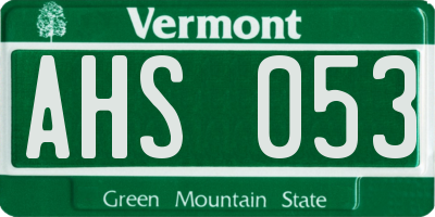 VT license plate AHS053