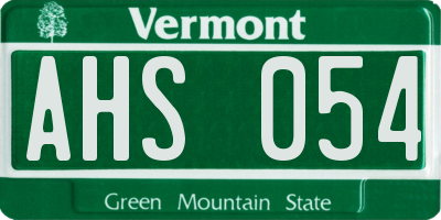 VT license plate AHS054