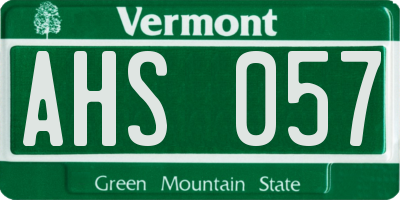 VT license plate AHS057