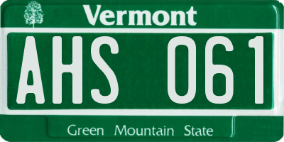 VT license plate AHS061