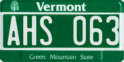 VT license plate AHS063
