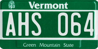 VT license plate AHS064