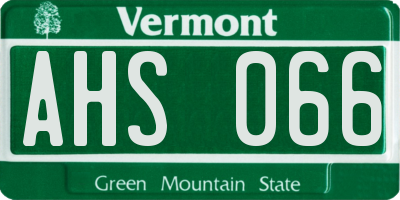 VT license plate AHS066