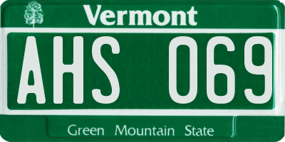 VT license plate AHS069