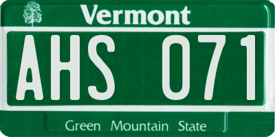 VT license plate AHS071