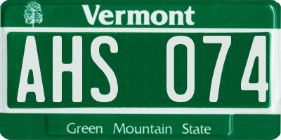 VT license plate AHS074