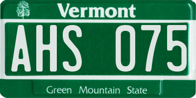 VT license plate AHS075