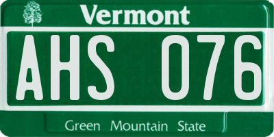 VT license plate AHS076