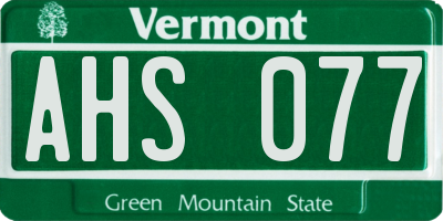 VT license plate AHS077
