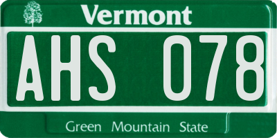 VT license plate AHS078