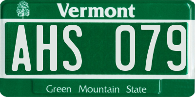 VT license plate AHS079