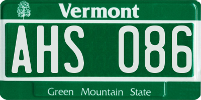 VT license plate AHS086