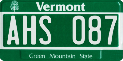 VT license plate AHS087