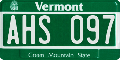 VT license plate AHS097