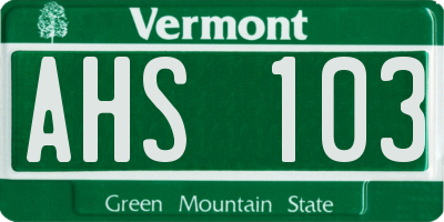 VT license plate AHS103