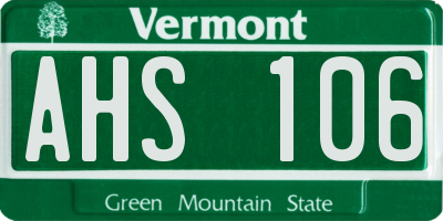 VT license plate AHS106