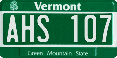 VT license plate AHS107