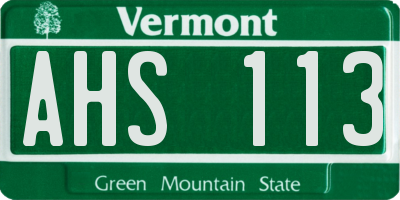 VT license plate AHS113