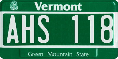 VT license plate AHS118