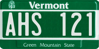 VT license plate AHS121