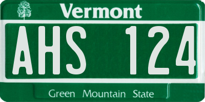 VT license plate AHS124