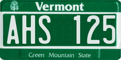 VT license plate AHS125