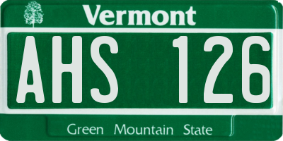 VT license plate AHS126
