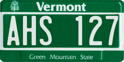 VT license plate AHS127