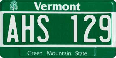 VT license plate AHS129