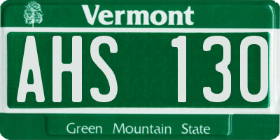 VT license plate AHS130