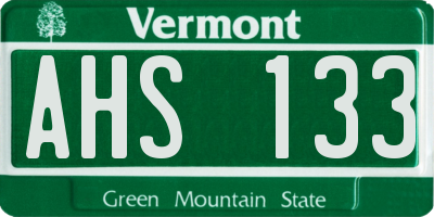 VT license plate AHS133
