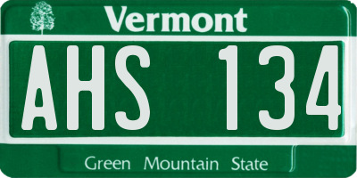 VT license plate AHS134