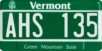 VT license plate AHS135