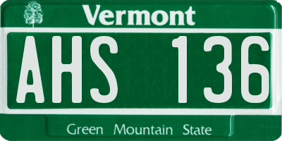 VT license plate AHS136