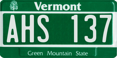 VT license plate AHS137