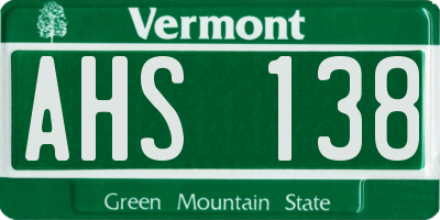 VT license plate AHS138