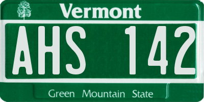 VT license plate AHS142