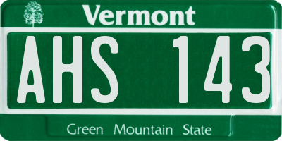 VT license plate AHS143