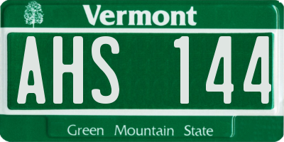 VT license plate AHS144