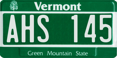 VT license plate AHS145