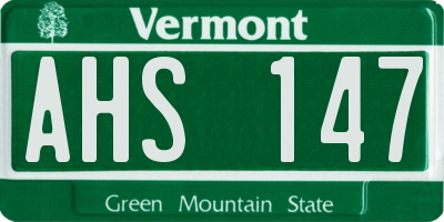 VT license plate AHS147