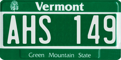VT license plate AHS149