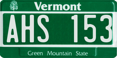 VT license plate AHS153