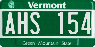 VT license plate AHS154