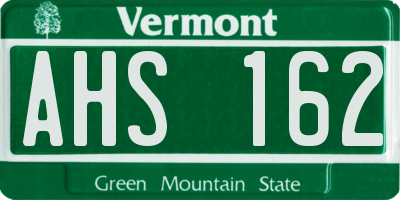 VT license plate AHS162
