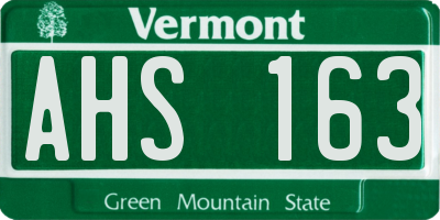 VT license plate AHS163